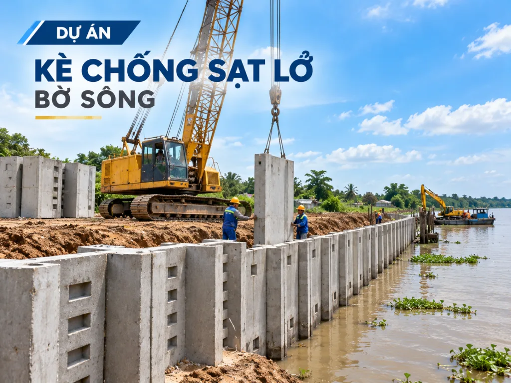 Cừ ván bê tông theo hồ sơ thiết kế kè