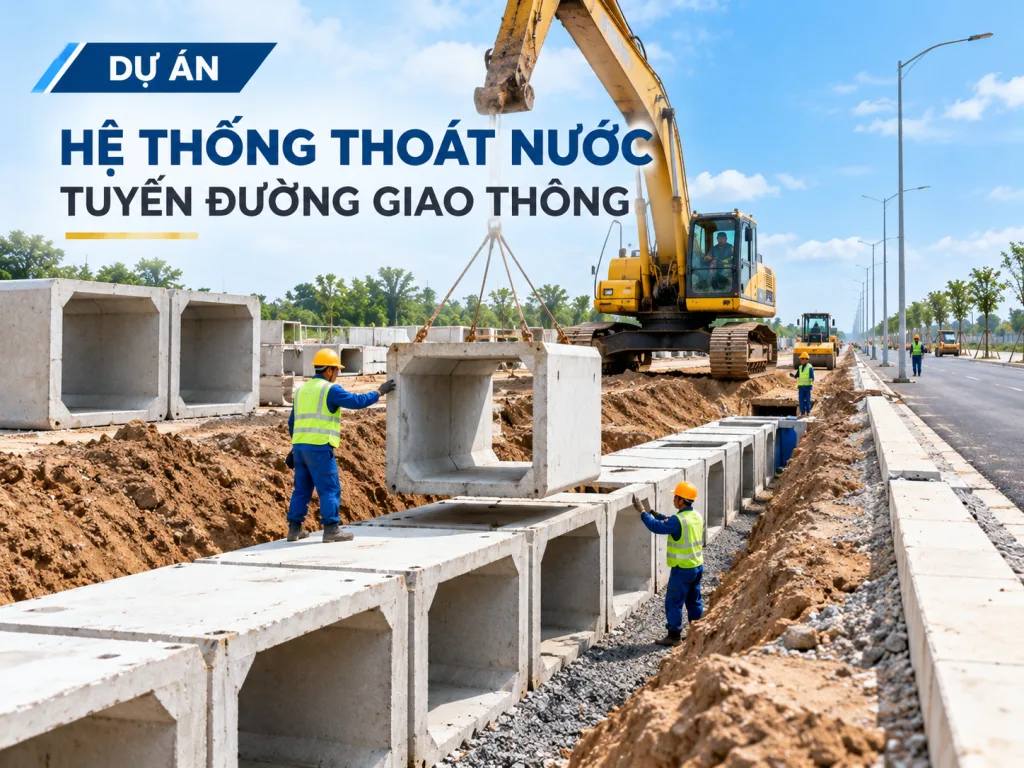 Ống cống ly tâm và hố ga thu nước đồng bộ